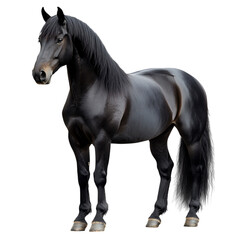 Obraz premium Majestic Black Horse Running Isolated on Transparent Background