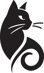 Vector cat silhouette black and white	