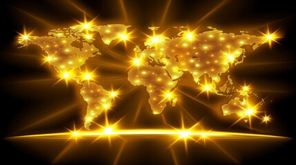 Sleek digital world map featuring glowing network connections for modern global communication