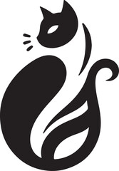 Vector cat silhouette black and white	