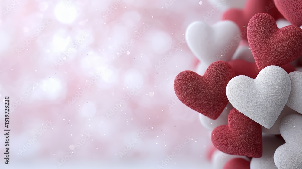 Aufkleber bunch of hearts are arranged in a row, with some of them being red and some of them being white. the