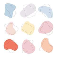 A structured grid of pastel-colored abstract shapes in a clean, minimal style.