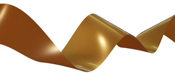 Isolated twisted gold ribbon. 3D render.