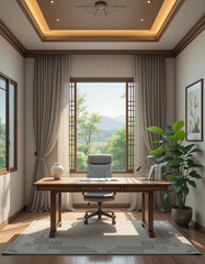 Fototapeta premium Harmonious Living – Stunning Feng Shui Interior Illustrations for Balance and Serenity