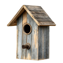 wooden birdhouse isolated on white