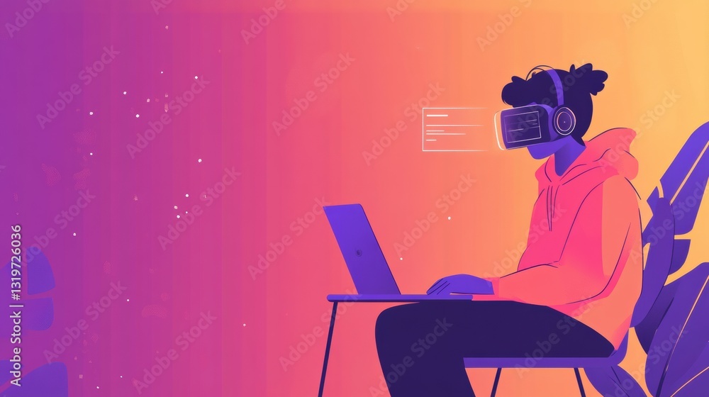 Poster student engages in immersive virtual learning environment enhanced by ai, showcasing interactive tec