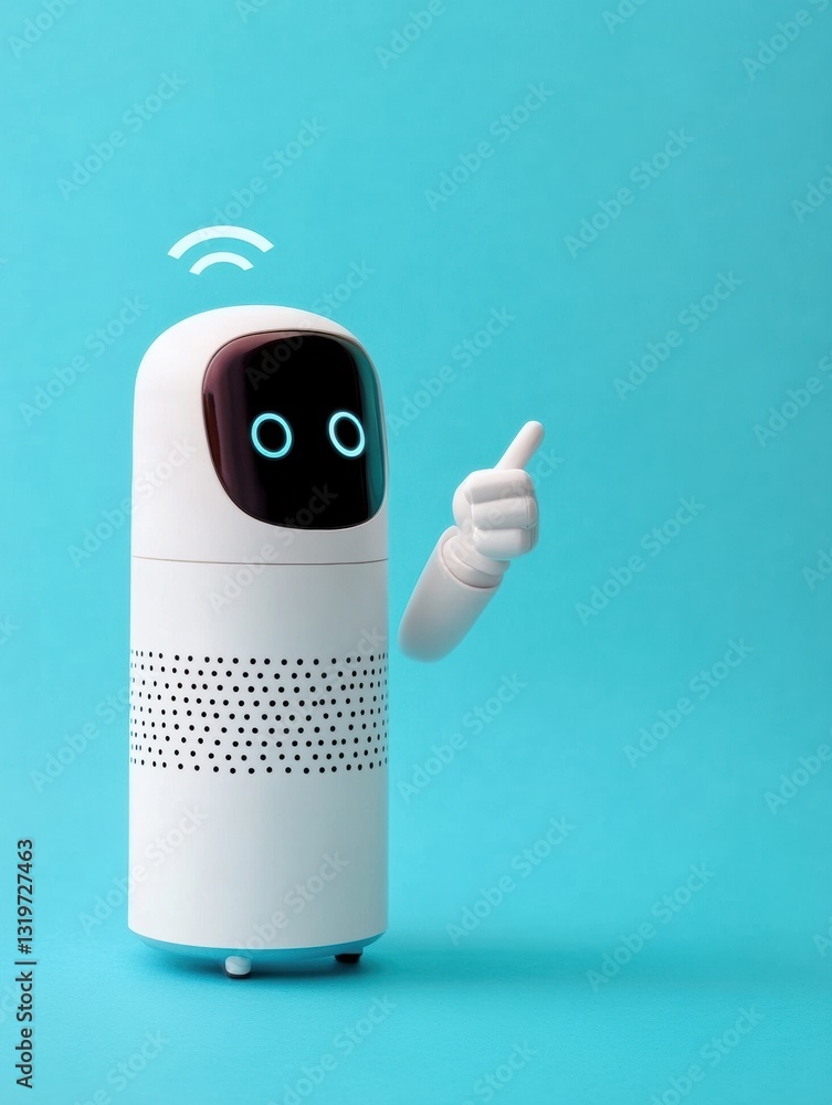 Fototapete Smart speaker assists household members with tasks while engaging in conversation in a lively home environment