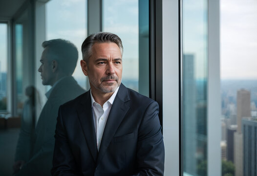 Thoughtful executive in office