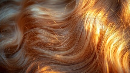 Golden hair, sunlight, textured waves, close-up