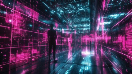Fototapeta premium AI Powered Deep Learning System Evolving in Cyberspace