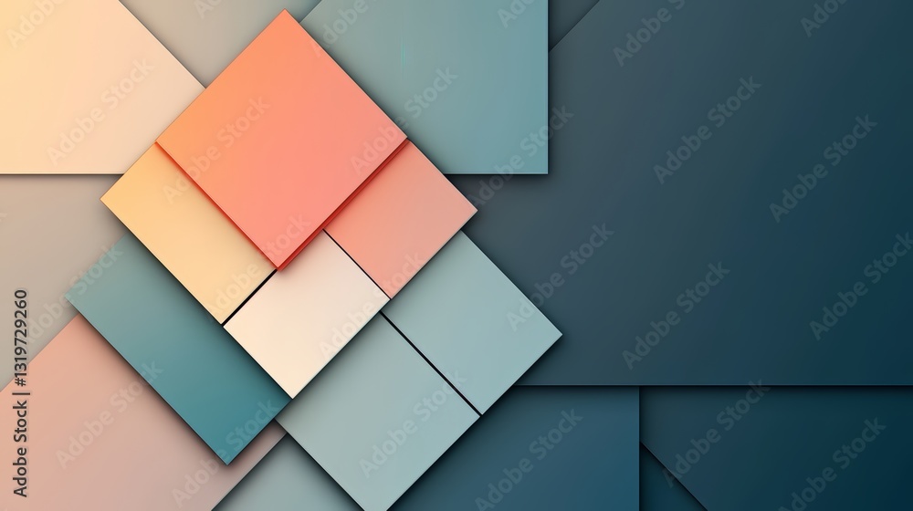 Fototapete Colorful background with squares of different colors. The squares are arranged in a way that creates a sense of depth and dimension. Scene is vibrant and playful
