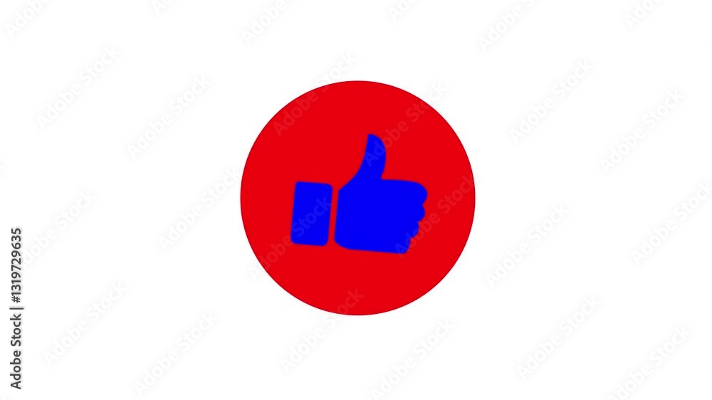 Poster thumbs up like button for social media on green in red color thumb up icon like with share, notifica