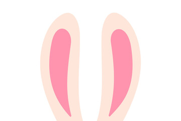 Cute rabbit ears in flat design style isolated on white background. Perfect for Easter decoration, party props, or costume elements. Simple cartoon rabbit ears illustration for children's design