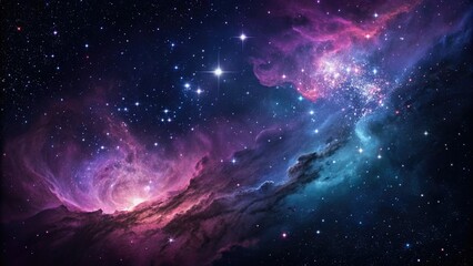 Naklejka premium A stunning picture that takes observers on a journey through vastness of universe, showcasing faraway galaxies and mesmerizing splendor of cosmos