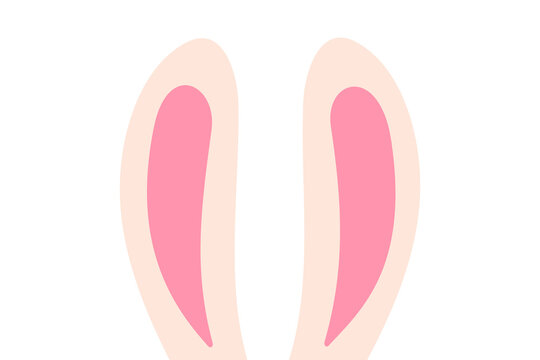 Cute rabbit ears in flat design style isolated on white background. Perfect for Easter decoration, party props, or costume elements. Simple cartoon rabbit ears illustration for children's design