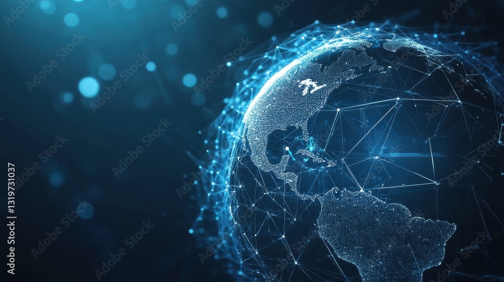 Poster technology image of globe. abstract polygonal space. global network graphic concept. graphic concept