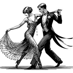 Dancing Couple Dressed In Art Deco Style