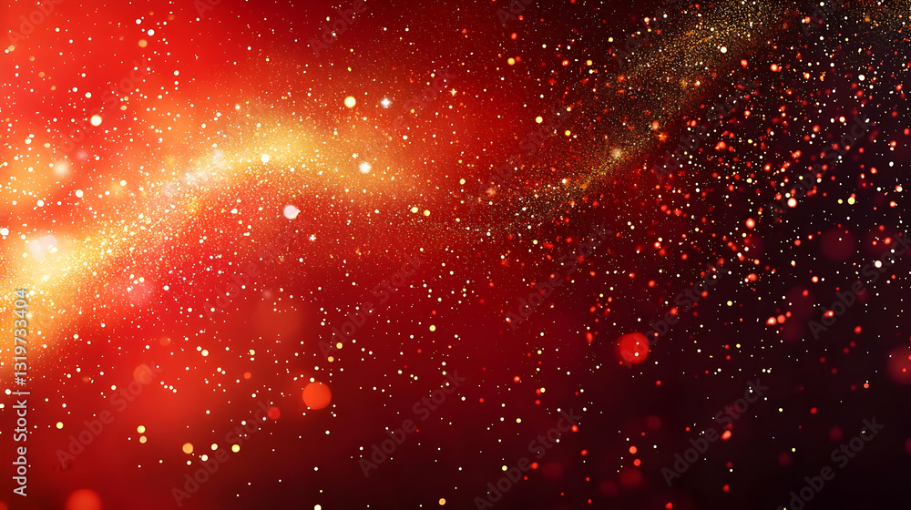 Poster abstract red background with sparkling glitter and light effect for festive designs