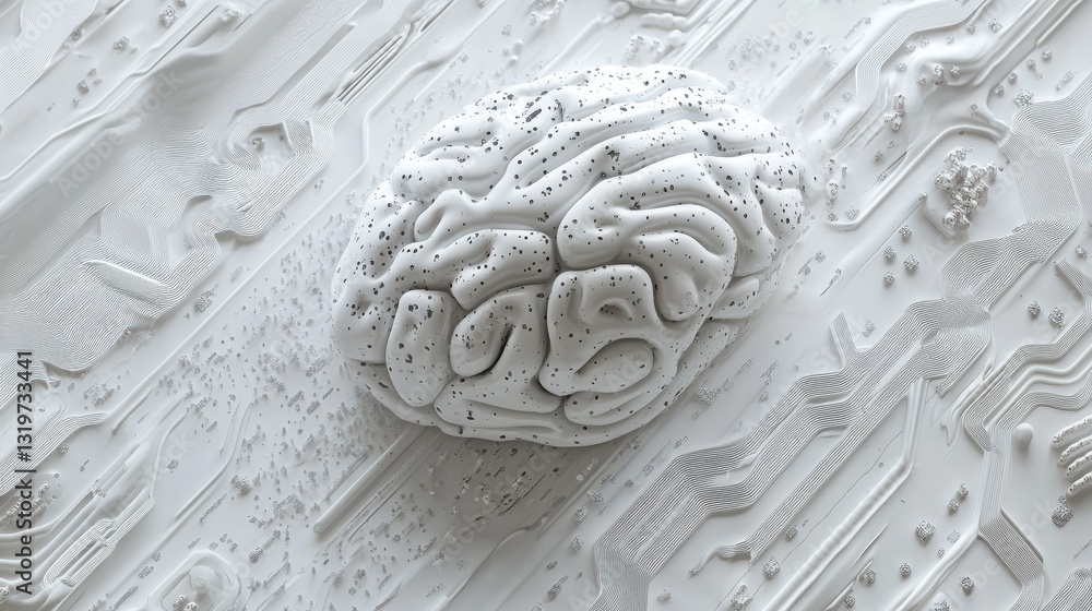 Aufkleber creative circuit brain wallpaper. artificial intelligence and future concept. 3d rendering.