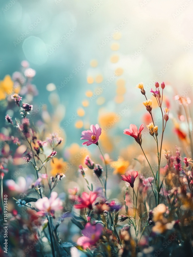 Aufkleber abstract nature spring background with shallow depth of field showcasing colorful spring flowers