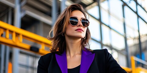 Fashionable entrepreneur traveling as a tourist in a bus depot
