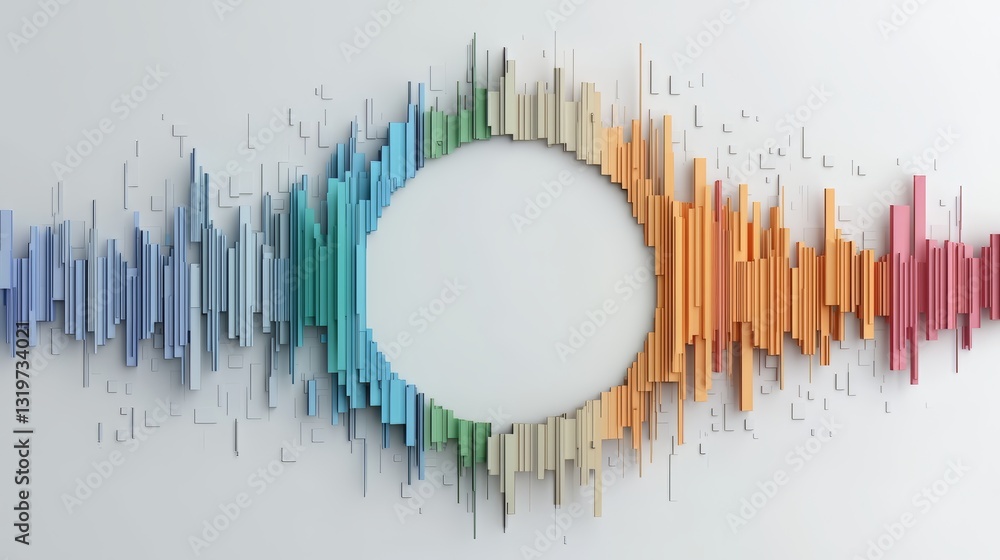 Aufkleber Colorful wave of lines with a white circle in the middle. The circle is surrounded by the colorful lines, creating a sense of movement and energy