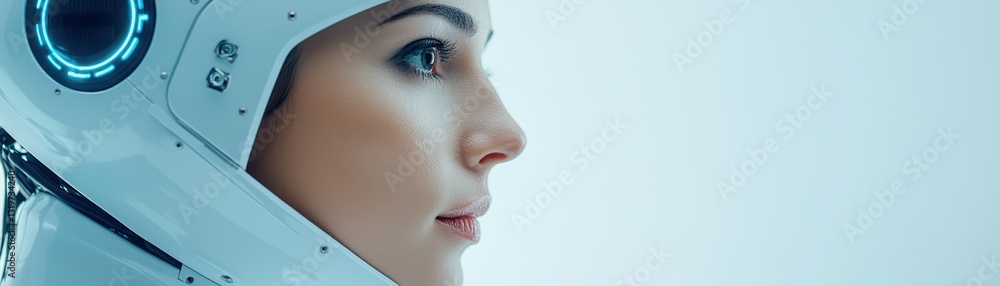 Poster human-ai collaboration in a futuristic factory setting illustrating advanced technology integration