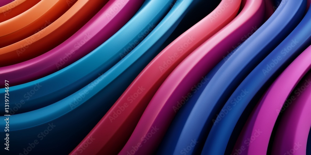 Poster colorful, abstract design with a blue stripe. the design is made up of different colors and shapes, 
