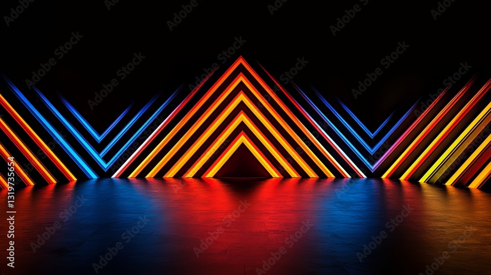 Aufkleber colorful, neon-lit room with a dark background. the room is filled with a variety of colorful shapes
