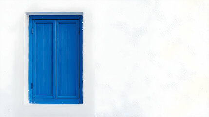 Bright Blue Window On A Textured White Wall In A Mediterranean Village Setting Evokes A Sense Of Tranquil Island Life