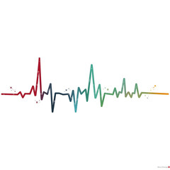 Color vector images of various medical charts (e.g. ECG graph) on white background.