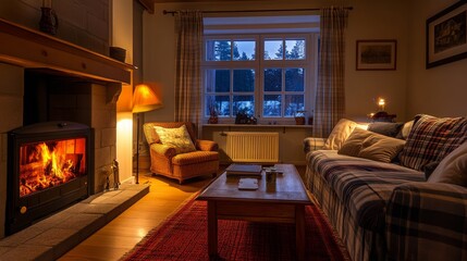 living room with fireplace