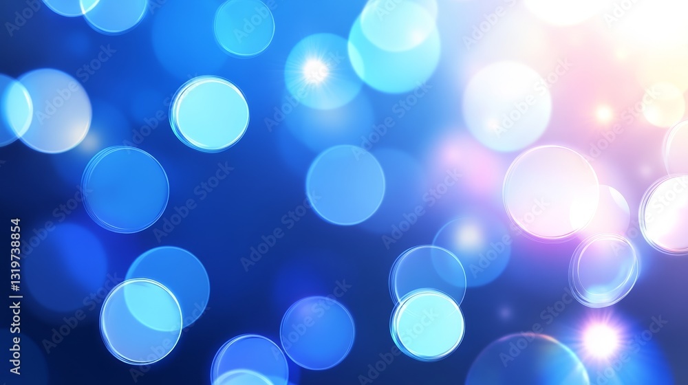 Poster abstract blue bokeh background with soft light orbs creating a dreamy atmosphere
