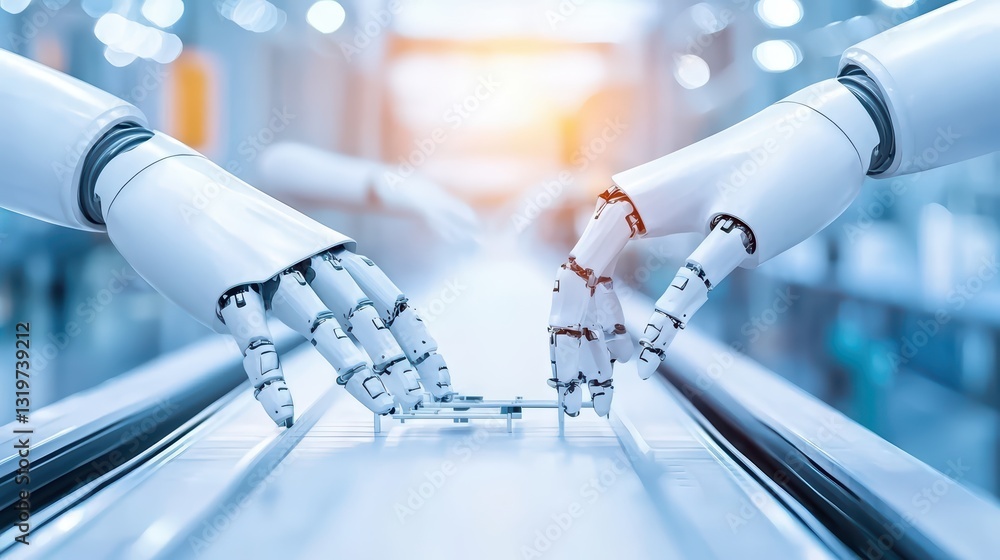 Poster advanced robotic arms in smart factory setting for precision assembly processes