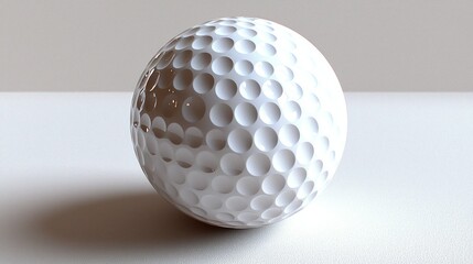 Golf ball resting on white surface, studio shot