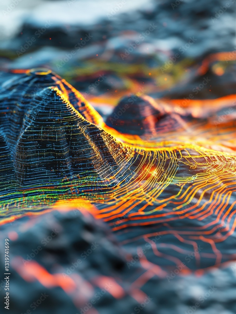 Aufkleber futuristic 3d holographic visualization of resource and geophysical data analysis for advanced geolo