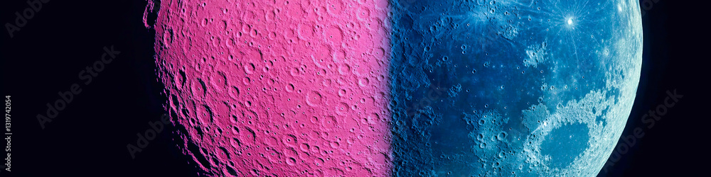 Poster exploring the vibrant mysteries of the moons hidden side under a starry sky