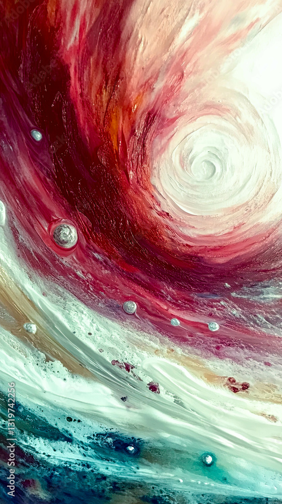 Poster swirling teardrops of paint dance in dynamic winds of color and emotion