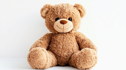 Fototapeta premium Soft Brown Teddy Bear on White Background 