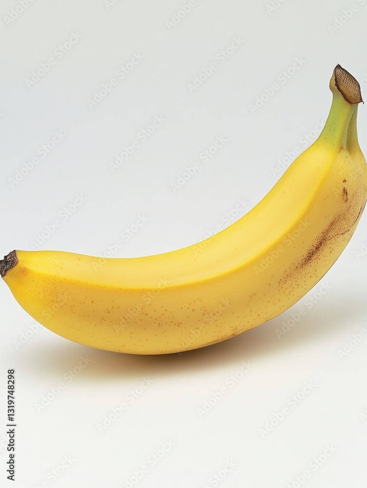 Poster minimalist display of a single ripe banana on a soft pastel background under natural lighting