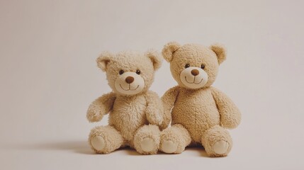 Two Teddy Bears Looking Adorable on White Background - Love Theme

