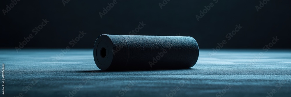 Poster Roller for fitness training on flat surface with minimalist design and ample negative space in a well lit setting