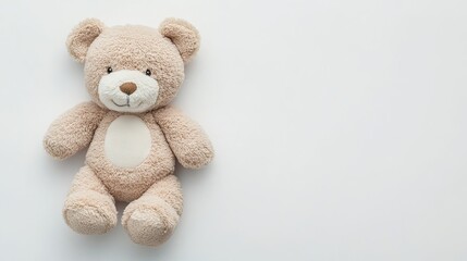 Fototapeta premium Teddy Bear Doll Sleeping on White Background - Top View 