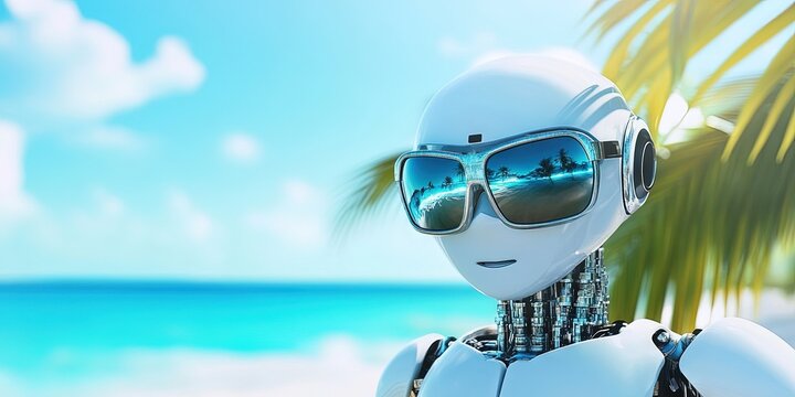artificial intelligence chatbot on beach for summer vacation