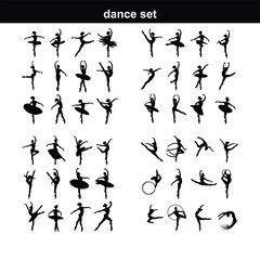 A set of men and women street dance hip hop dancers in silhouette Groups (All People Are Complete and Moveable)