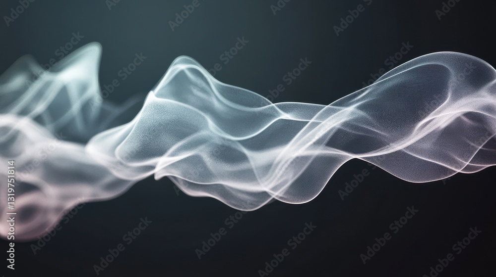 Aufkleber abstract smokey wave vector background. nano dynamic flow with 3d particles. smoky dynamic wavy effe
