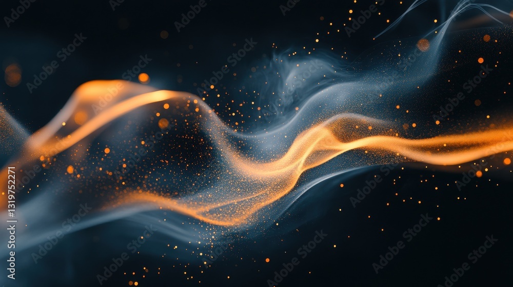Aufkleber abstract smokey wave vector background. nano dynamic flow with 3d particles. smoky dynamic wavy effe