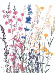 Illustration of wildflowers with transparent background. Generative AI.