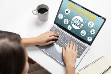 E-learning website with sofware for student to study online on the internet network brisk