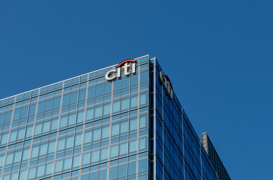 Hong Kong. China- 02.15.2025. The name sign on an office building of the American multinational investment bank Citigroup Inc.